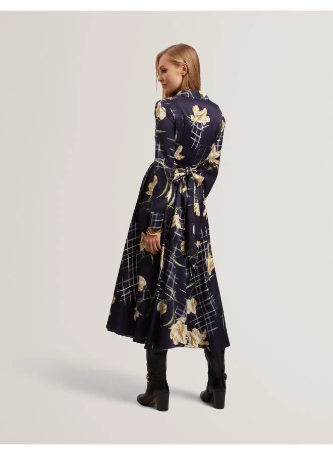 Ted Baker Printed Wrap Detail Midi Dress